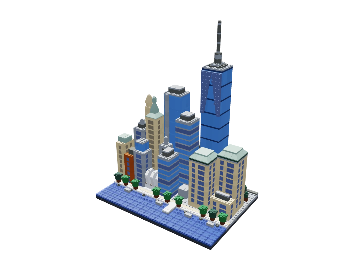 Manhattan FiDi, a completed brick model